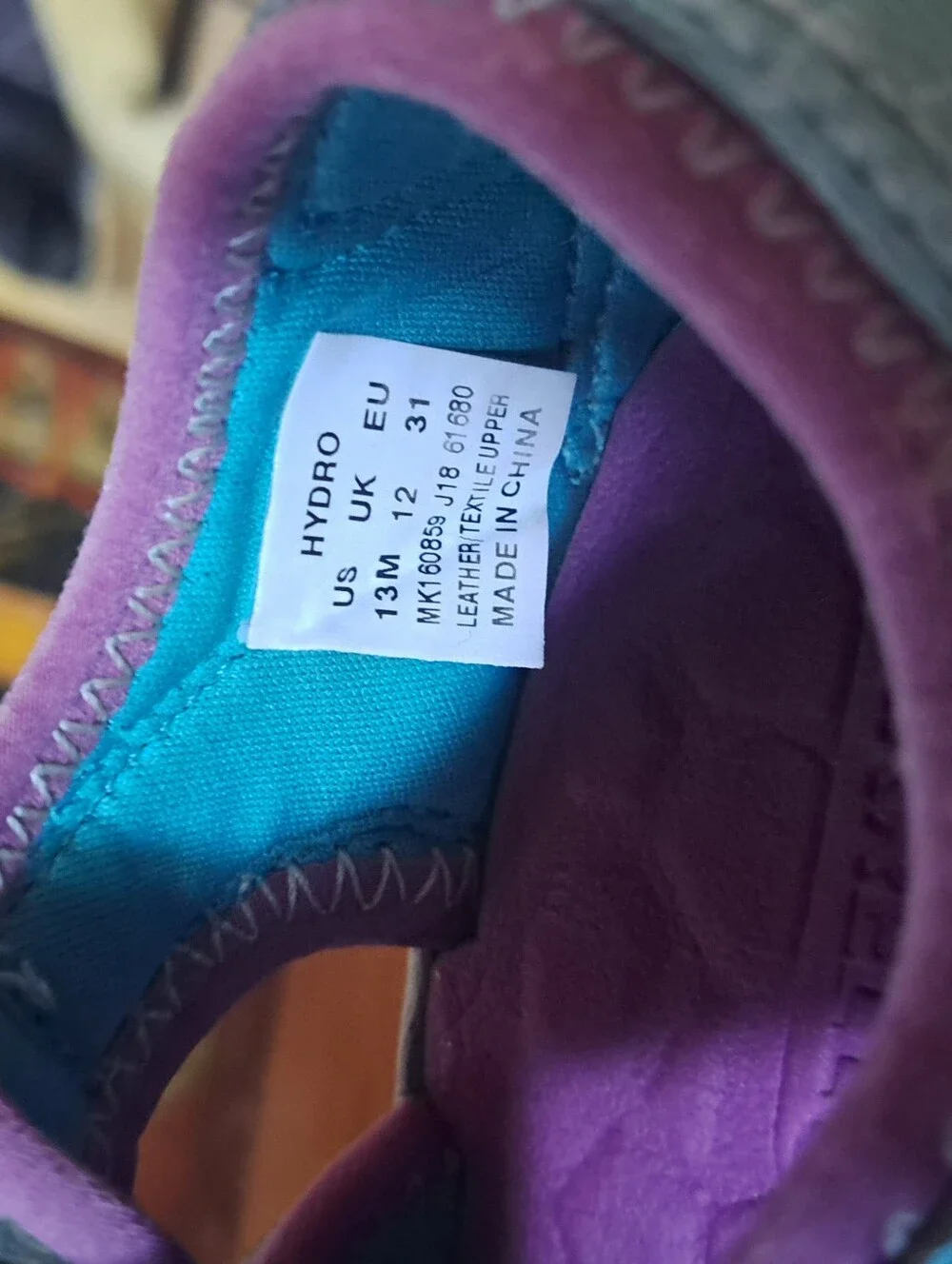 Merrell Hydro Sport Kids Sandals Size 13 Turquoise Purple Leather Water Shoes